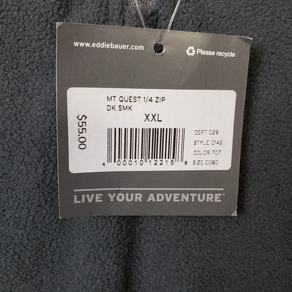 Eddie Bauer Men's XXL 1/4 Zip Pullover Dark Smoke Gray Cozy Fleece - Picture 5 of 10